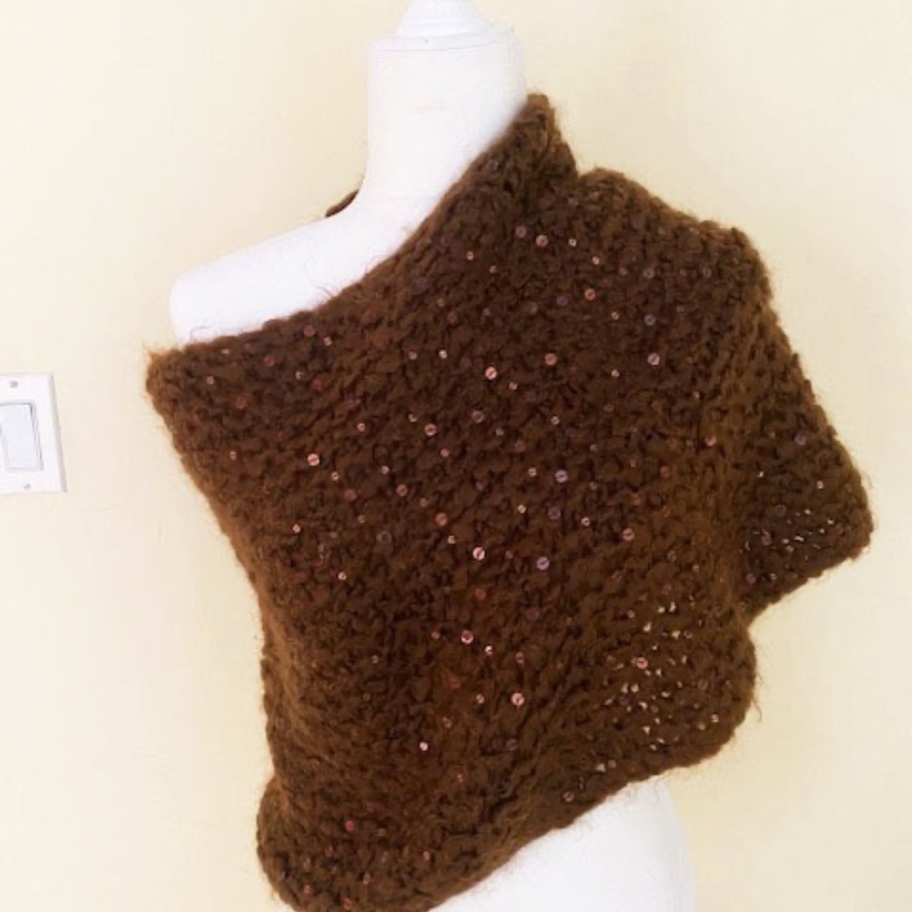 Deliciously Soft and Cozy Eileen Fisher Mohair Knit Wrap Cape Infinity Poncho 0S